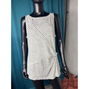 Banana Republic Black White Stripe Asymmetrical Twist Tank Top‎ Womens Large
